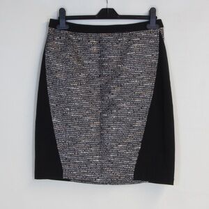Rafaella Black, Silver and Multicolor Tweed Women's Pencil Mini Skirt
